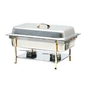 Chafer, Full Size, 8 Quart Capacity, Rectangle, Dome Cover, Brass Trim 