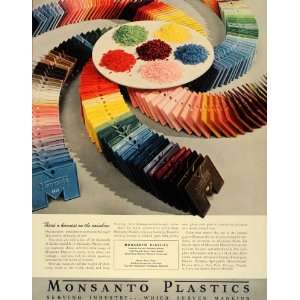 1939 Ad Monsanto Chemical Co. Plastics Colors Rainbow   Original Print 
