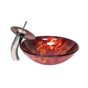  glass Vessel Sink and Waterfall Faucet(0917 VT4016)