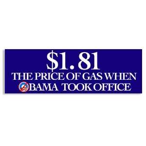  Nobama Price of Gas When Obama Took Office Bumper Sticker 