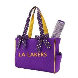 LA Lakers Purple & Gold Quilted Diaper Bag with Changing 