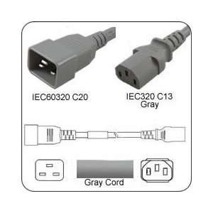   Plug to C13 Connector 10 Feet 15a/250v 14/3 SJT Gray