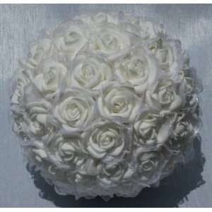  5.5 Cream Mini Roses Pomander/Kissing Ball Decoration 