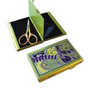 Double Flip Scissors and Needle Case   Lime Metallic  