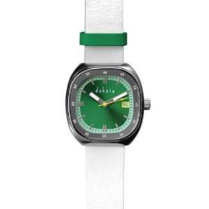  Midsize Calendar, Green Dial, White Leather Band 