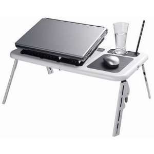  New Laptop USB Folding Table W/ 2 Cooling Fan + Mouse Pad 