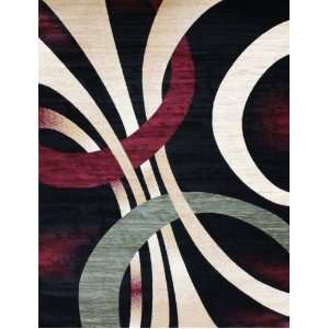   Black Burgundy 8x11 Area Rugs Carpet Modern Abstract