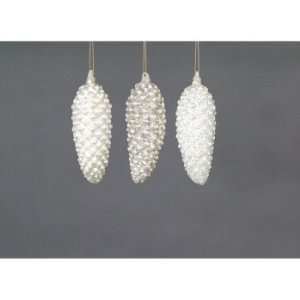  Pack of 12 Snow Drift White Glass Pine Cone Christmas 