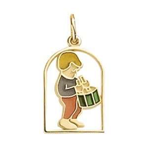  Rembrandt Charms Drummers Drumming Charm, 14K Yellow Gold 