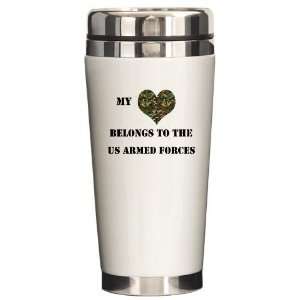  My Heart Belongs Military Ceramic Travel Mug by  
