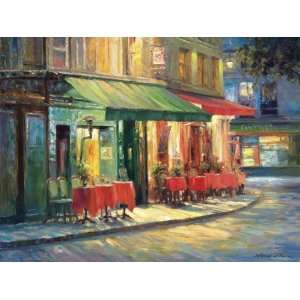   Liu Red and Green Cafe Canvas Giclee  12x16