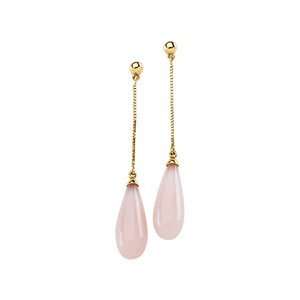 65641 14K Yellow Gold Pair 15X06 Pink Opal Briolette New Nwt Polished 