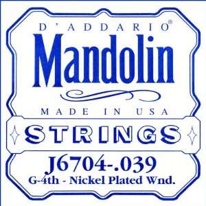   Addario J6704 Nickel Mandolin Single String, .039 Musical Instruments