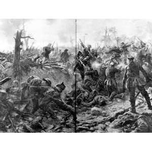  British and German Soldiers Illustrated Fighting Hand To 