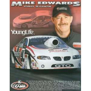 2007 Mike Edwards Young Life NHRA drag racing postcard 