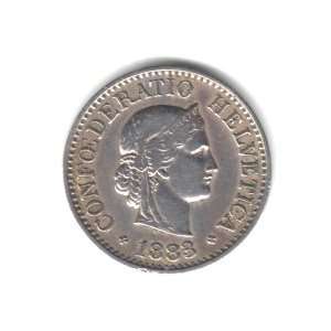  1883 B Switzerland 10 Rappen Coin KM#27 