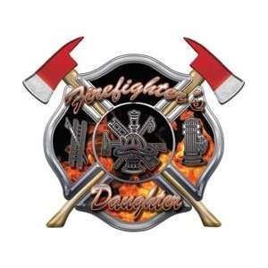 Firefighters Daughter Inferno Maltese Cross Decal with Axes   12 h 