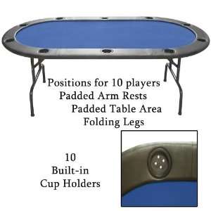  10 HT1BL   Full Size Texas Holdem Blue Felt Poker Table 