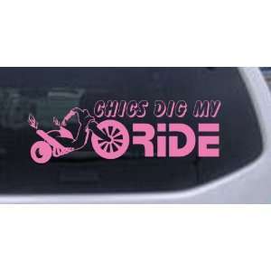 Chics Dig My Ride Funny Car Window Wall Laptop Decal Sticker    Pink 