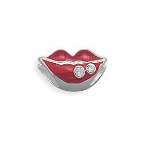  Red Epoxy Lips Bead Jewelry