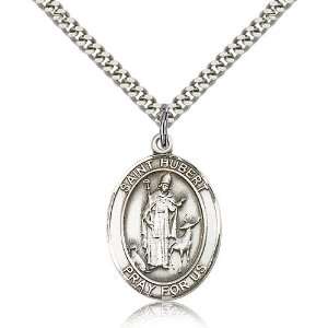 925 Sterling Silver St. Saint Hubert of Liege Medal Pendant 1 x 3/4 