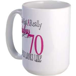  70th Birthday Gifts Cute Large Mug by  