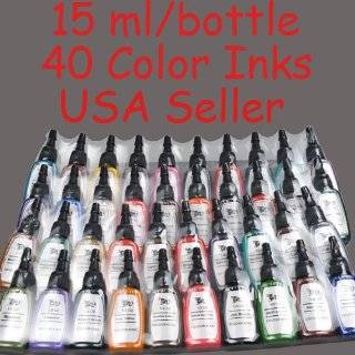 Tattoo Ink Set 40 Color Pigment Supply 15ml(0.5 oz) per color, new low 