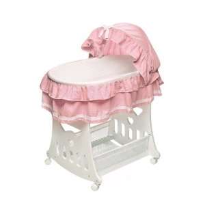   Portable Bassinet N Cradle With Toybox Base, Pink Waffle Ruffled Baby