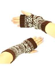 Winter Thumb Hole Knit Hand Arm Warmer Fingerless Snowflake Long 