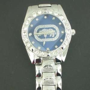    SILVER ECKO BLUE FACE ICED OUT HIP HOP WATCH 