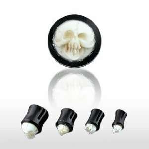  Horn Double Flare Skull Plugs   0G (8mm)   Sold as a Pair 