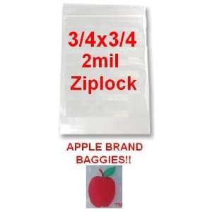 1000 Apple Brand 3434 3/4x3/4 2mil Clear Ziplock Bags 1,000 Baggies 0 