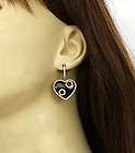 onyx heart earrings gold  