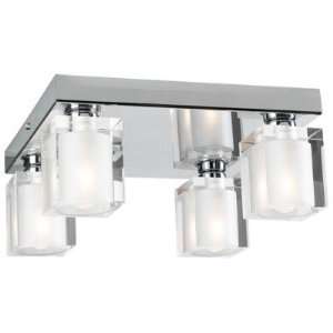   Polished Chrome Flush Mount Ceiling Fixture with Frosted Glass 3486 PC