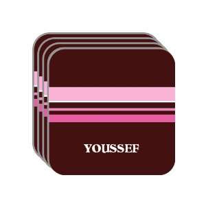 Personal Name Gift   YOUSSEF Set of 4 Mini Mousepad Coasters (pink 