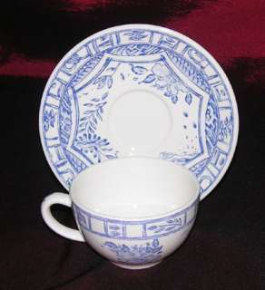 NEW Tea Cup and Saucer Oiseau Bleu Mono Pattern Gien  
