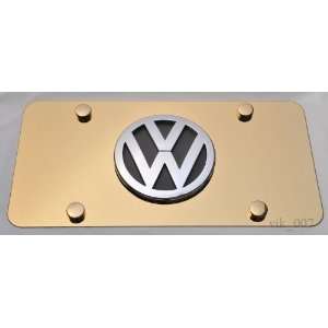  Volkswagen 3D logo on GOLD plated License Plate, NEW 