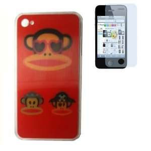  Red 3D Monkey Designer Case+Screen Protector for iPhone 4G 