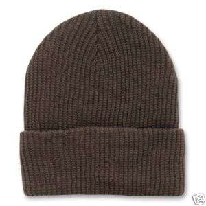 Ribbed Brown Watch Cap Beanie Knit Winter Stocking Hat  