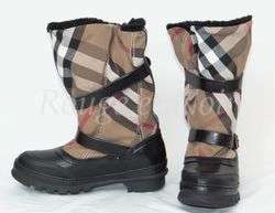 BURBERRY Weather STORM boots canvas check/leather 38/7 7.5  
