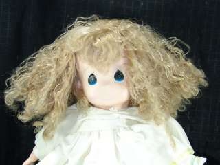 1996 Precious Moments Curly Blonde Hair Blue Eye Doll  