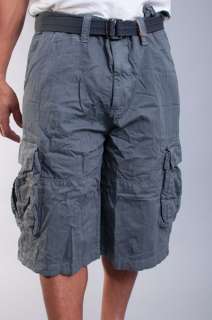 NEW MENS ROYAL BLUE GRAY LONG BAGGY BELTED CARGO SHORTS SIZE 38  