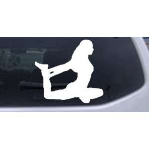 White 24in X 22.2in    Yoga Pose Silhouettes Car Window Wall Laptop 