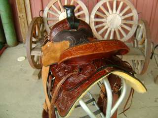 USED TEXAS SADDLERY 16 WESTERN WADE HORSE ROPING ROPER COWBOY SADDLE 