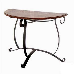  Solid Wrought Iron Wooden Top Console Hall Foyer Table 