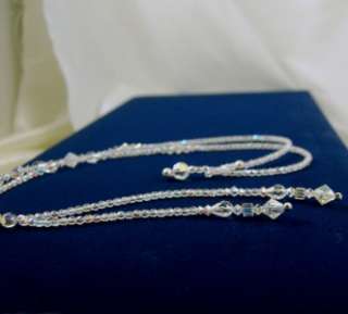 CLEAR AB SWAROVSKI CRYSTALS LARIAT NECKLACE with handmade beaded Loop 
