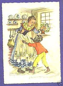 S7612 Anne Marie postcard#8271 woman teapot black child  
