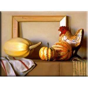  Squash and Rooster 16x12 Streched Canvas Art by Larson 