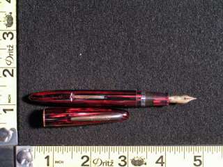 Vintage Red Striped Sheaffers Fountain Pen with 14K Gold Nib / Tip 
