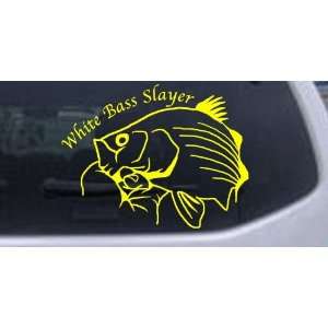 6in X 4.6in Yellow    White Bass Slayer Hunting And Fishing Car Window 
